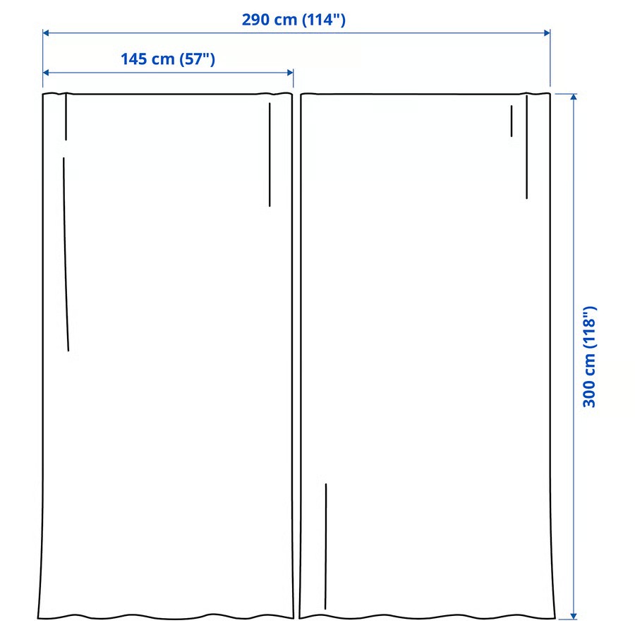IKEA Visillo Gris claro C/Cinta de fruncir (145x300cm) SILVERLÖNN
