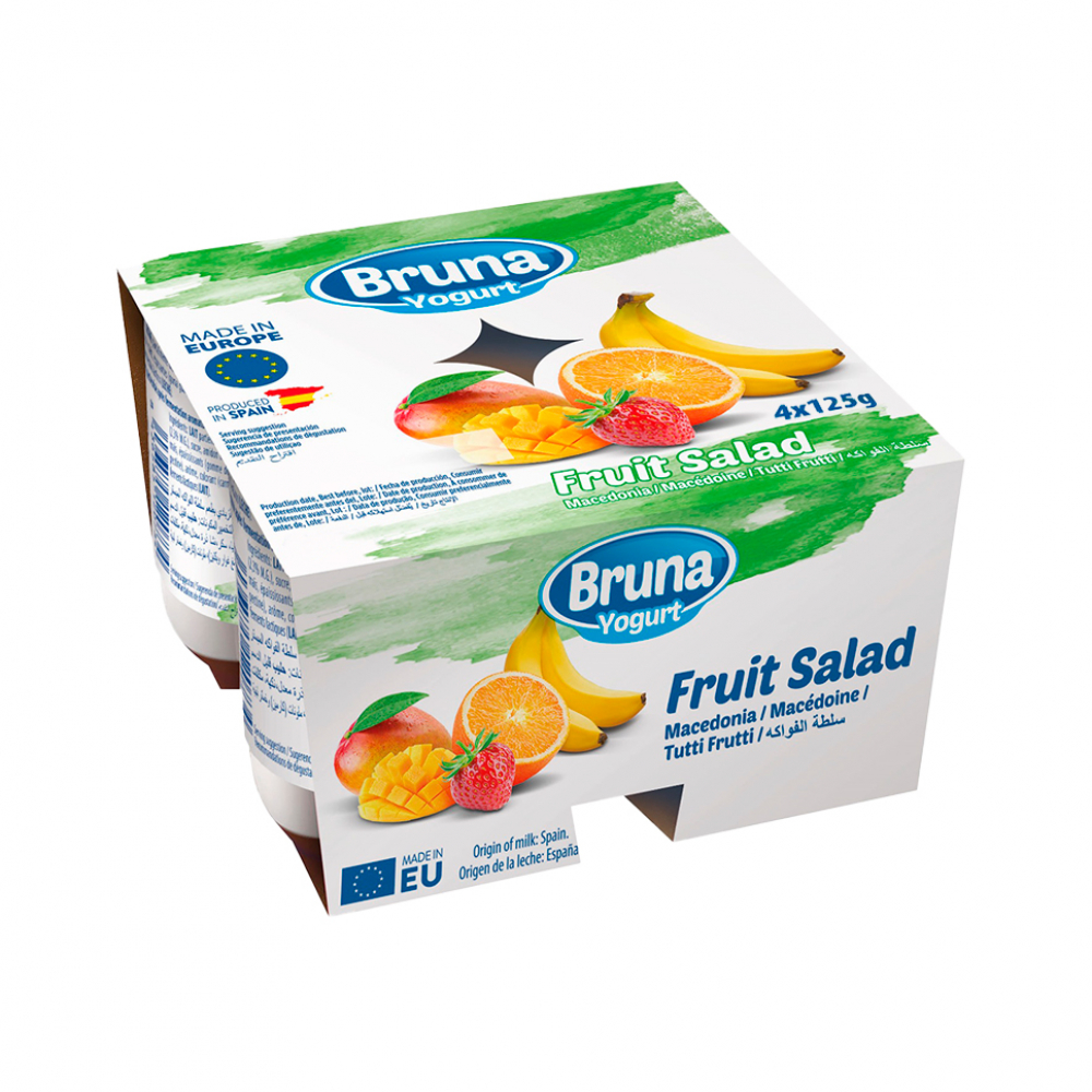 Postre Lácteo sabor Macedonia de Frutas BRUNA YOGURT (4 x 125g)